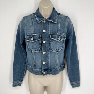 Black Orchid NEW Cropped Denim Jacket Sz XS Thunder Struck Blue Distressed